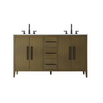 Elegant Lighting Vf29360d Millie 60" Free Standing Double Basin Vanity Set - Brown