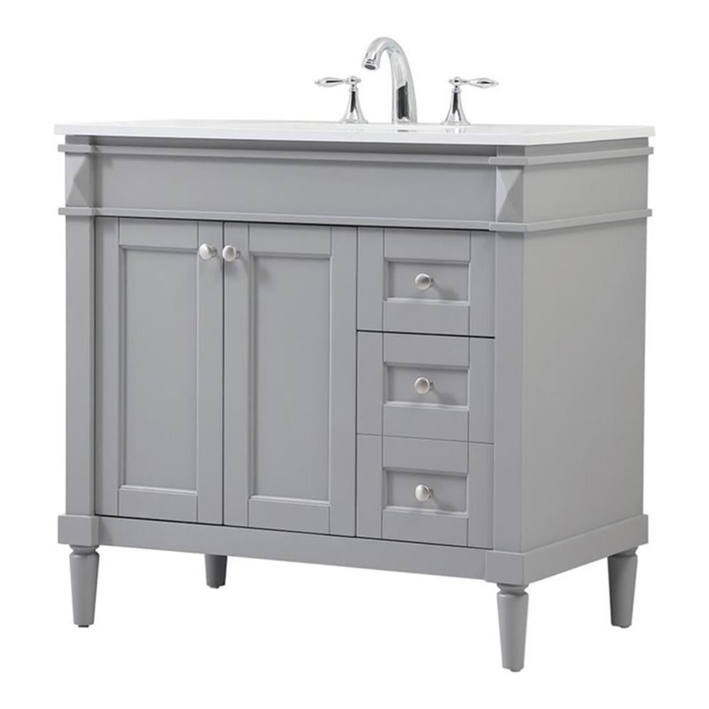 Gray 36" Single Bathroom Vanity with Quartz Top