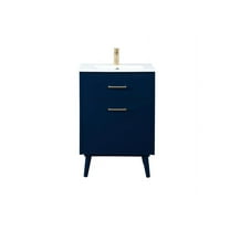 Elegant Decor Boise 24" Solid Wood and MDF Bathroom Vanity in Blue