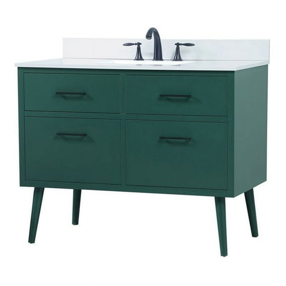 42 inch bathroom vanity in Green with backsplash