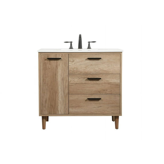 36 inch single bathroom vanity in natural oak