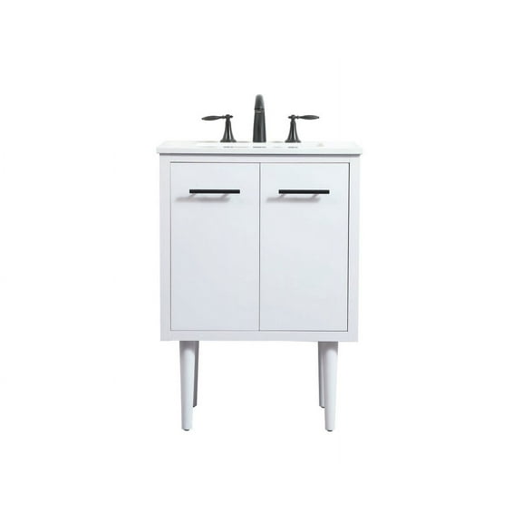 24 inch single bathroom vanity in white