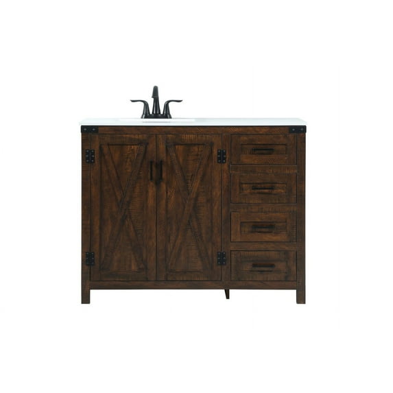 Elegant Decor Grant 42" Aluminum MDF Single Bathroom Vanity in Expresso