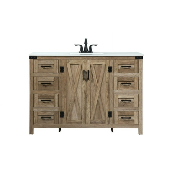 Elegant Decor Grant 48" Aluminum MDF Single Bathroom Vanity in Natural Oak
