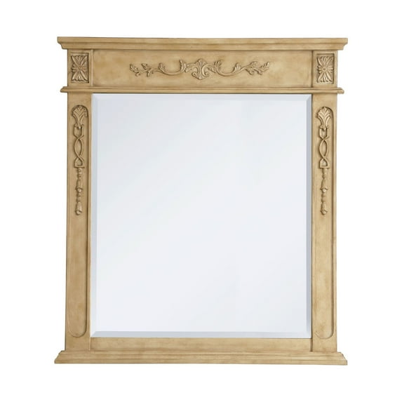 Elegant Decor Wood frame mirror 32 inch x 36 inch in Antique Beige