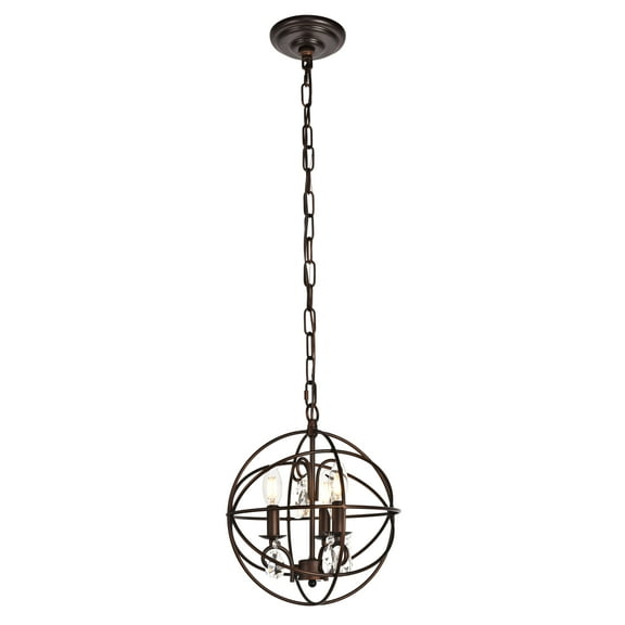 Elegant Lighting Wallace Collection Pendant D11.8 H13.8 Lt:3 Dark Copper Brown Finish