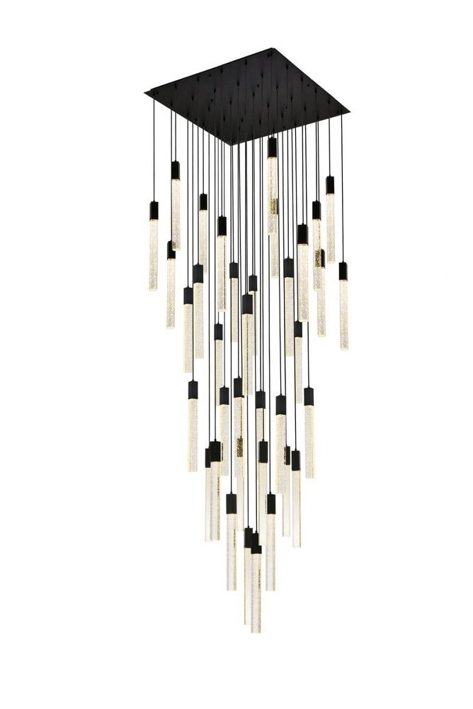 Ethereal Crystal Raindrop 36-Light Modern Black Pendant