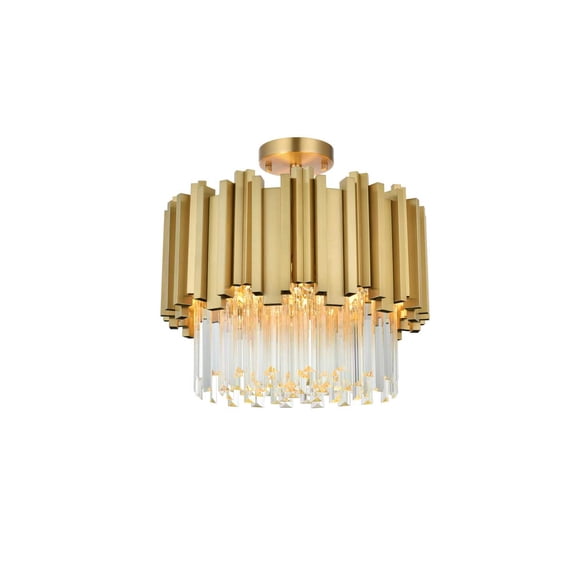 Elegant Lighting Willow 16" Flush Mount in Satin Gold
