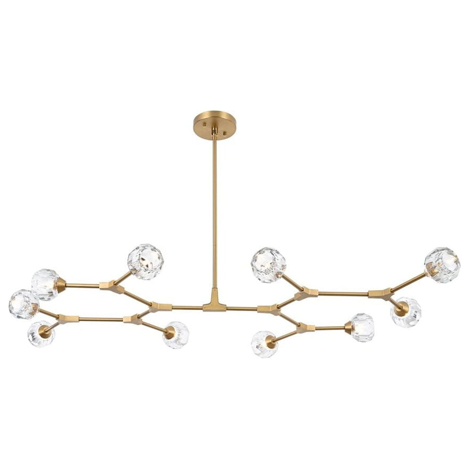 Gold and Clear Crystal 10-Light Modern LED Pendant