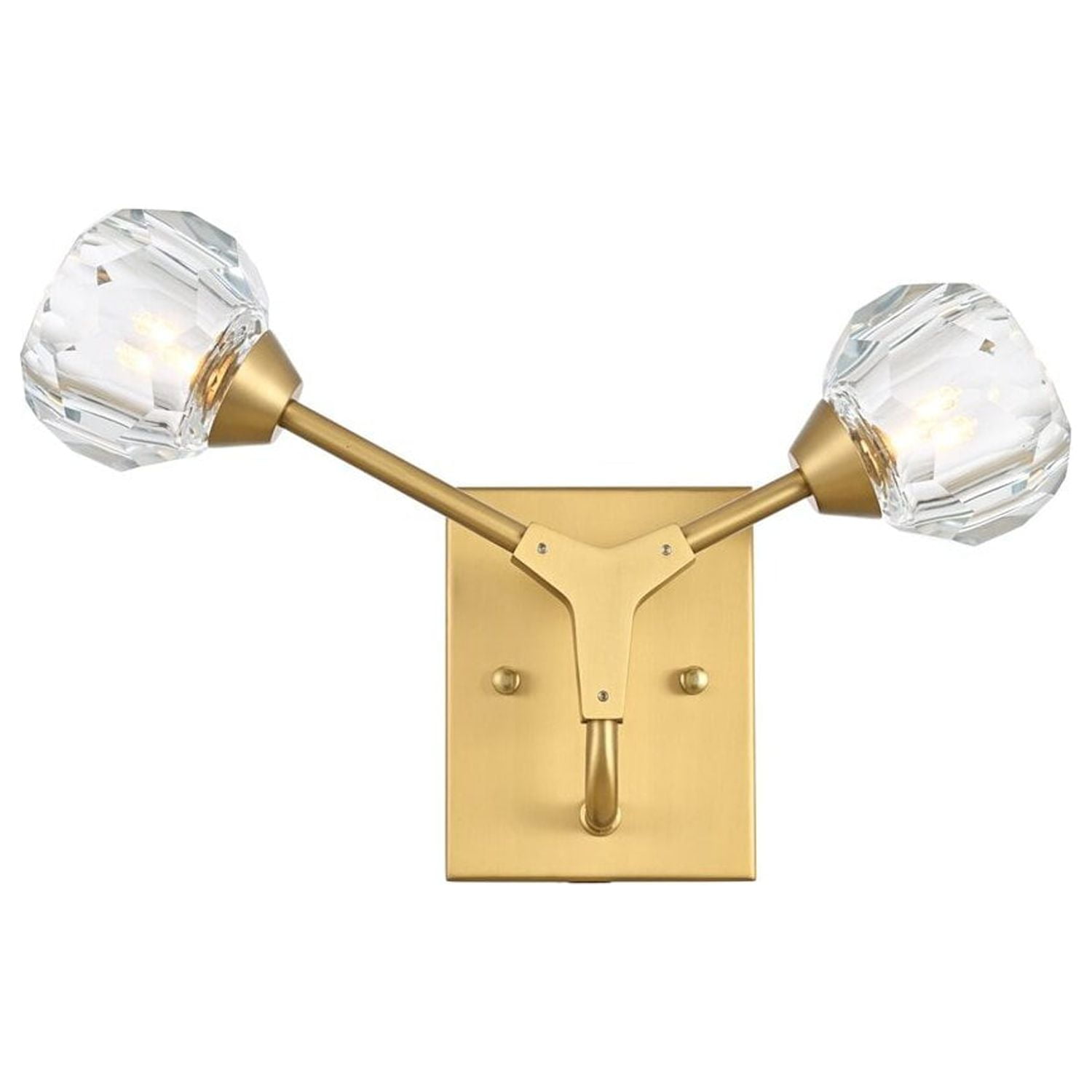 Gold Dual Arm Crystal Ball Dimmable Sconce