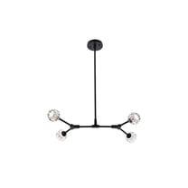 Elegant Lighting Zayne 4-Light Modern Crystal/Iron Pendant in Black