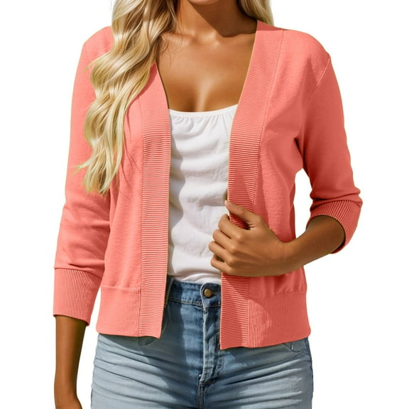Elegant Lightweight Crochet Knit Cardigan with 3/4 Sleeve and Lace Detailing for Women's Casual Wear Women Casual Dress Sweater Long Sleeve Hoodie Womens Long Hooded Sweatshirt