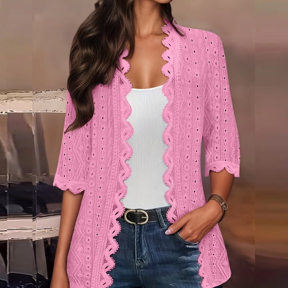 Elegant Lightweight Knit Cardigan with Hollow Neck for Everyday Wear in ...
