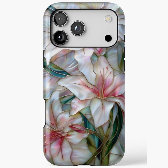 Elegant Lily Stained Glass for iPhone Case 11 through 17 Pro Max for iPhone