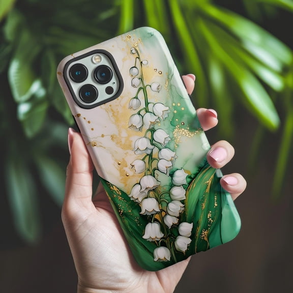 Elegant Lily of the Valley Gold Marble Luxe Pattern Phone Case 17 through 11 Pro Max