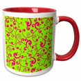 thumbnail image 1 of 3drose, Elegant Lime Green and Pink Scroll Design, 11oz Two-tone Red Mug, 1 of 6