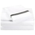 thumbnail image 1 of Elegant Line-Embroidered Microfiber Sheet Set - Queen Size, White/Black, 1 of 2