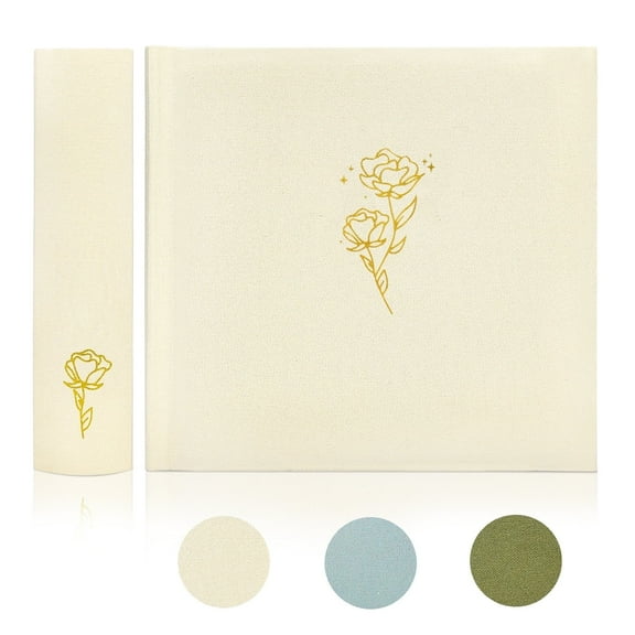 Gold Foil Photo Album for 4x6 Photos - Acid-Free 200-Photo Capacity with Writing Space - Wedding Guestbook & Family Memory Album (Beige)