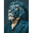 thumbnail image 1 of Elegant Lion in Blue Suit Canvas Painting, Quirky Sophisticated Animal Art, Modern Home Decor, 1 of 8