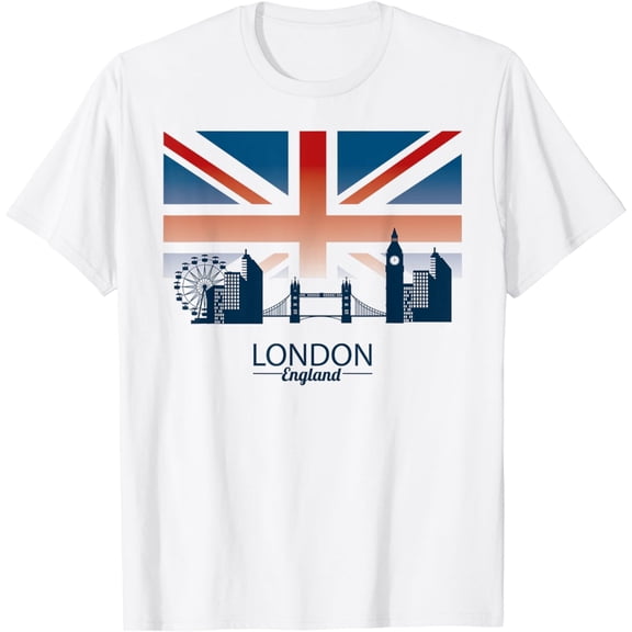 Elegant London City Skyline Union Jack England T-Shirt