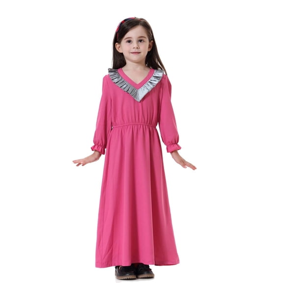 Elegant Long Abaya Robe Ethnic Dress for Teen Girls Casual Party Wear