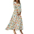 thumbnail image 1 of Elegant Long Dresses For Women 2025 Long Sleeve V Neck Vintage Tunic WaistedMaxi Dress Floral Printed Beach Clothes Trendy Boho Dresses, 1 of 2
