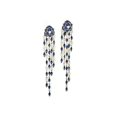 FSNY Teardrop Crystal Clip-On Dangle Earrings - Long Drop, Chandelier Style For Wedding/Prom