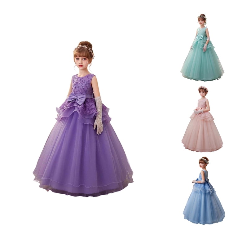 formal dresses for 5 year old girls YIWENCHEN Elegant Long Dress with Floral Bow Detail Pageant Night Evening Gown Suitable for 5-16 Years Girls' Summer Casual Dress Timeless fashion for women who value quality