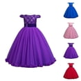 thumbnail image 1 of Elegant Long Girls Party Gown with Lace Trim, Tulle Ball Gown, Embroidered Sequin Formal Dress for Pageants, Weddings, Christmas, Halloween & Princess Events, 1 of 7