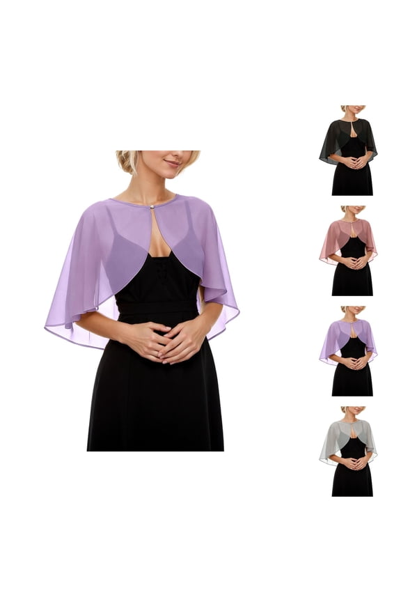 Elegant Long Layer Chiffon Bridal Wrap Shawl, Wedding Shrug for Bridesmaid Guest Evening Dress, Beach Cover Up Cape Scarf for Women Formal Party Event