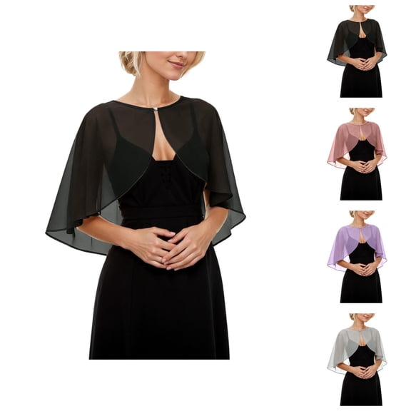 Elegant Long Layer Chiffon Bridal Wrap Shawl, Wedding Shrug for Bridesmaid Guest Evening Dress, Beach Cover Up Cape Scarf for Women Formal Party Event