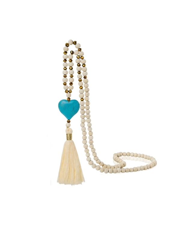 Elegant Long Layering Necklace With Heart Shaped Pendant And Delicate Tassels Sweater Chain Jewelry