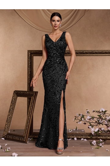 Open Back Black Prom Dress
