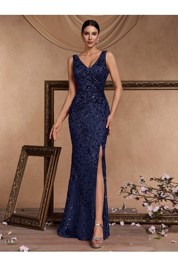 Blue Long Sequin Prom Dress Blue Long Sequin Prom Dress