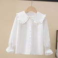 thumbnail image 1 of Elegant Long Sleeve Party Blouse for Girls Ruffled Button Down Shirt School Top Children's Formal Wear T-Shirts Kids Short Sleeve Crewneck Solid Basic Tees Casual Tops, 1 of 3