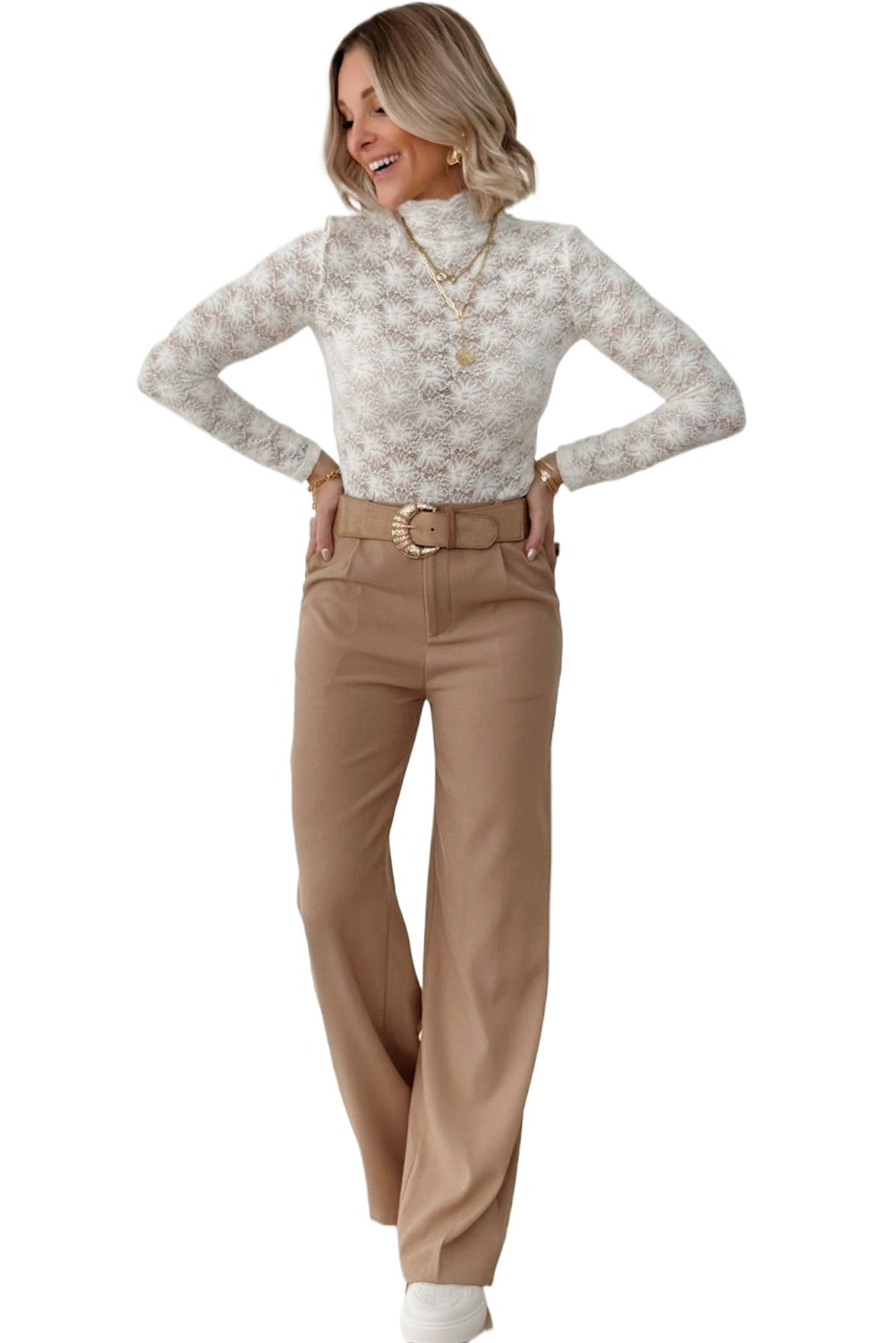 Elegant High Neck Slim Fit Long Sleeve Top
