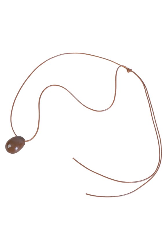 Elegant Long Wax String Necklace Fashionable Long Necklace with Elliptical Pendant Comfortable And Skin Friendly