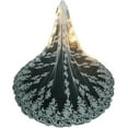 thumbnail image 1 of Elegant Long Wedding Bridal Veil with Appliqué Edge - 1-Tier Tulle Cathedral Veil with Secure Comb, 1 of 5
