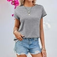 thumbnail image 1 of Elegant Loose Fit Women's Shirt Summer Round Neck Casual Short Sleeve Top for Girls Fashionable Basic Tee with Regular Shoulders Womens Short Sleeve T Shirts Women's Shirt Casual Fit Top Tee, 1 of 6