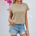 thumbnail image 1 of Elegant Loose Fit Women's Shirt Summer Round Neck Casual Short Sleeve Top for Girls Fashionable Basic Tee with Regular Shoulders Womens Short Sleeve T Shirts Women's Shirt Casual Fit Top Tee, 1 of 6