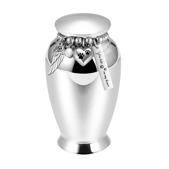 Elegant Loss Pet Cremation Urn Aluminum Alloy Memorial Urn Box With Chain Closures Cats Dog Remembrances Keepsakes