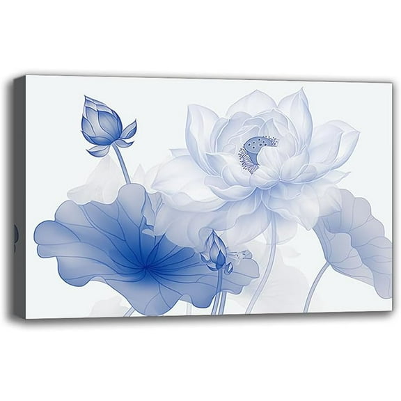 Elegant Lotus Canvas Wall Art Prints - Framed Contemporary Aesthetics Floral Paintings For Living Room Wall Decor For Bedroom Hallway Office Ideal Seasonal Decoration