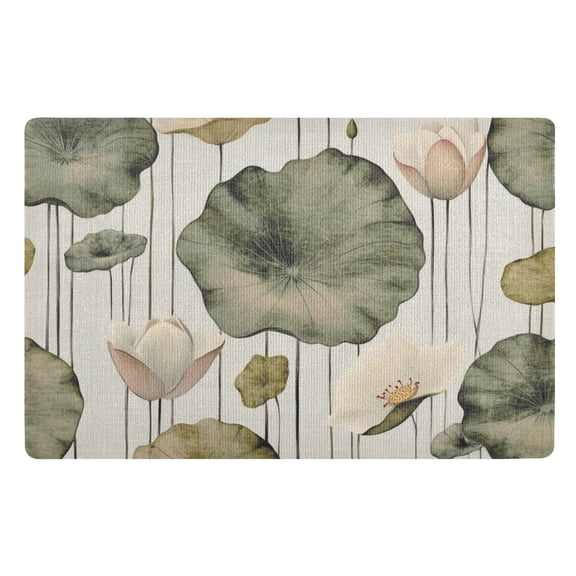 Elegant Lotus Painting Floor Door Mat Outdoor Indoor for Home Entrance Welcome Mats 32"x20"
