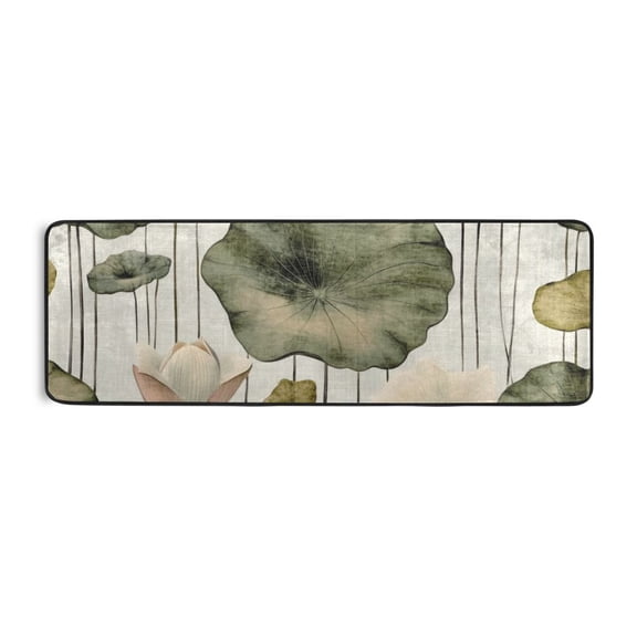 Elegant Lotus Painting Runner Rug for Hallways Kitchen Non Slip 2'x 6' Washable Hall Carpet for Bedroom Entryway Laundry Room