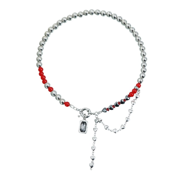 Elegant Love Charm Bead Neck Chain With Tassels Adjustable For Party Outfits