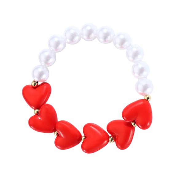 Elegant Love Heart Shaped Resin and Imitation Pearls Necklace Craft for Women’s Romance Occasions Stylish Outfits