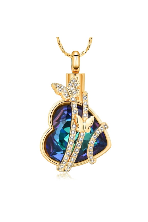 Elegant Love Infinity Butterfly Heart Urn Pendant Cremation Jewelry for Ashes Keepsake Memory Necklace Memorial Jewelry
