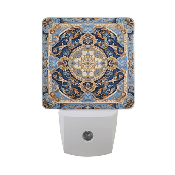 Elegant Luxurious Mandala Night Light 2 Pack LED Nightlight Plug into Wall Dusk to Dawn Sensor Soft White