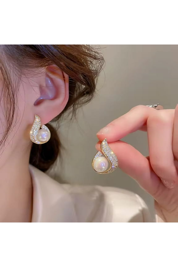 Elegant Luxury Crystal Zircon Stud Earrings Shiny Women Fashion Jewelry Earrings