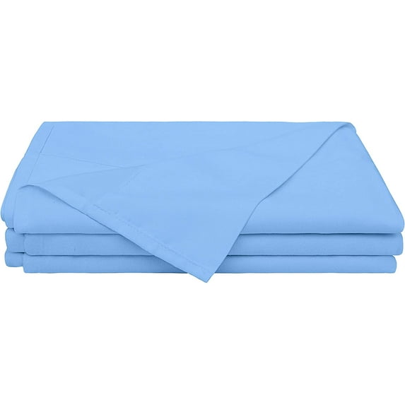 Elegant & Luxury Flat Bedsheets Pack of 2 Piece - Full-XL Size Top Sheets - Ultra Soft 100% Egyptian Cotton & 400 Thread Count Sheet with 4" Inch Hem - Breathable Bed Top Sheets - Light Blue Solid.